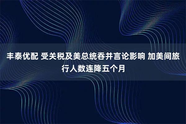 丰泰优配 受关税及美总统吞并言论影响 加美间旅行人数连降五个月